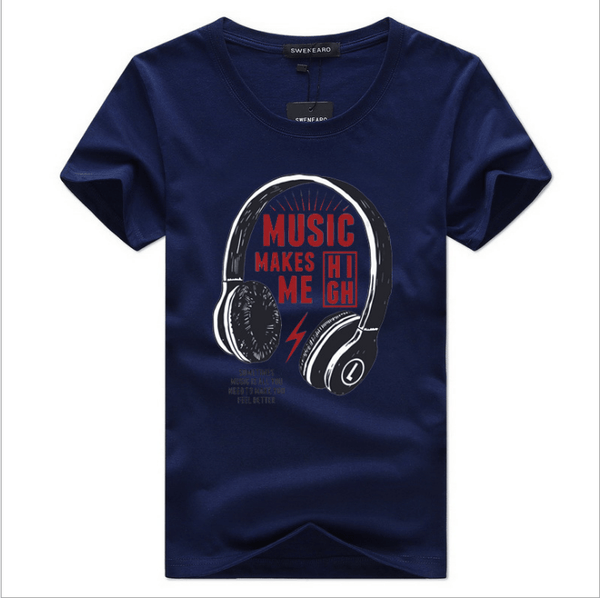Fashion Men's Round Neck Letter Print Short Sleeve T-Shirt