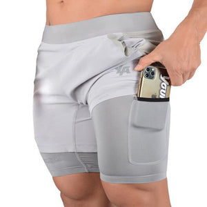Men's Fitness Double-Layer Running Short with Phone Pocket